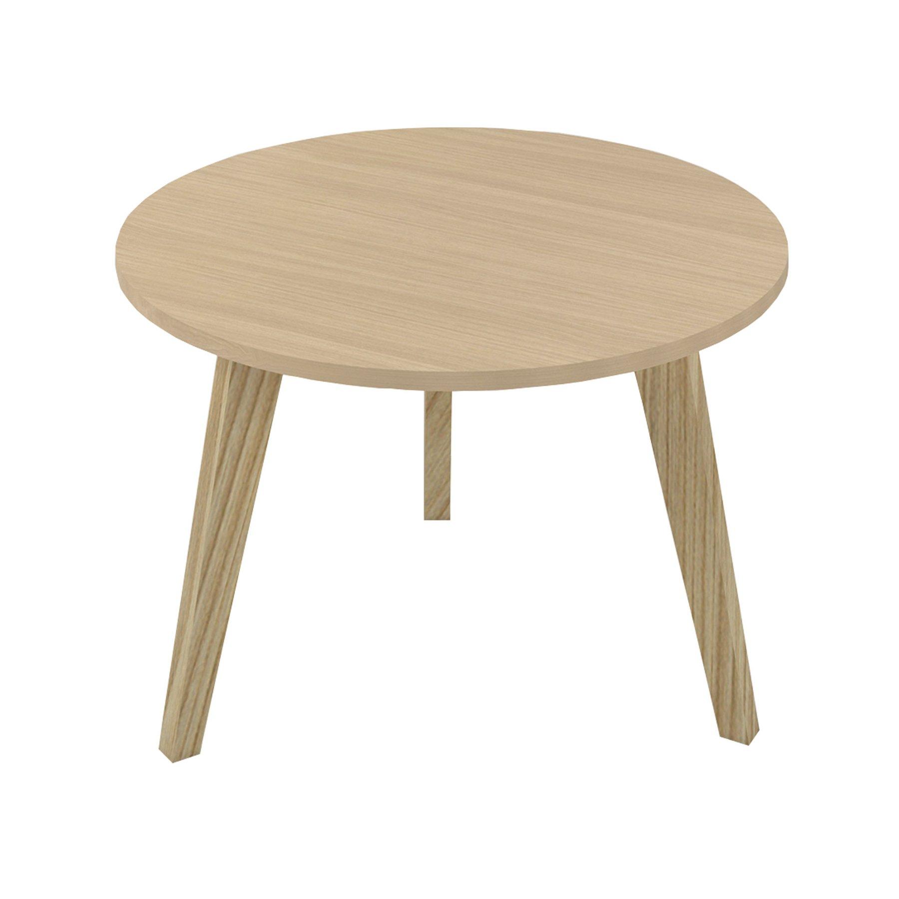 Ниска маса Narbutas Nova Wood, 700 x 700 х 480 mm, кръгъл плот, ПДЧ, меламин избелен дъб, дървени крака