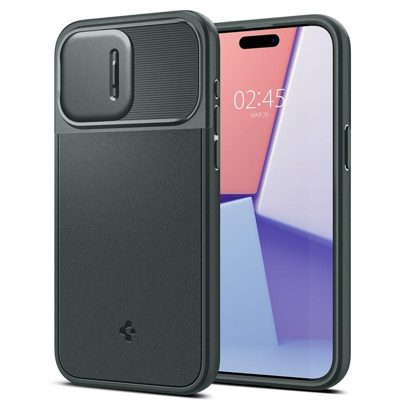Тънък качествен силиконов (TPU) калъф с капак за камерата с MagSafe за iPhone 15 Pro Max - Spigen Optik Armor MagFit MagSafe Case (зелен) | JAR Computers Тънък качествен силиконов (TPU) калъф с капак за камерата с MagSafe за iPhone 15 Pro Max - Spigen Optik Armor MagFit MagSafe Case (зелен)