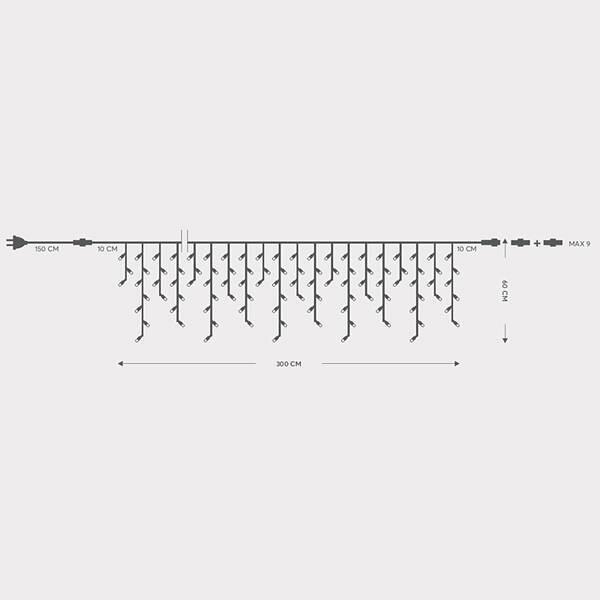 Висящи лампички ICICLE, 144 LED, топло бяла, 230V, IP65, зелен кабел | JAR Computers Висящи лампички ICICLE, 144 LED, топло бяла, 230V, IP65, зелен кабел