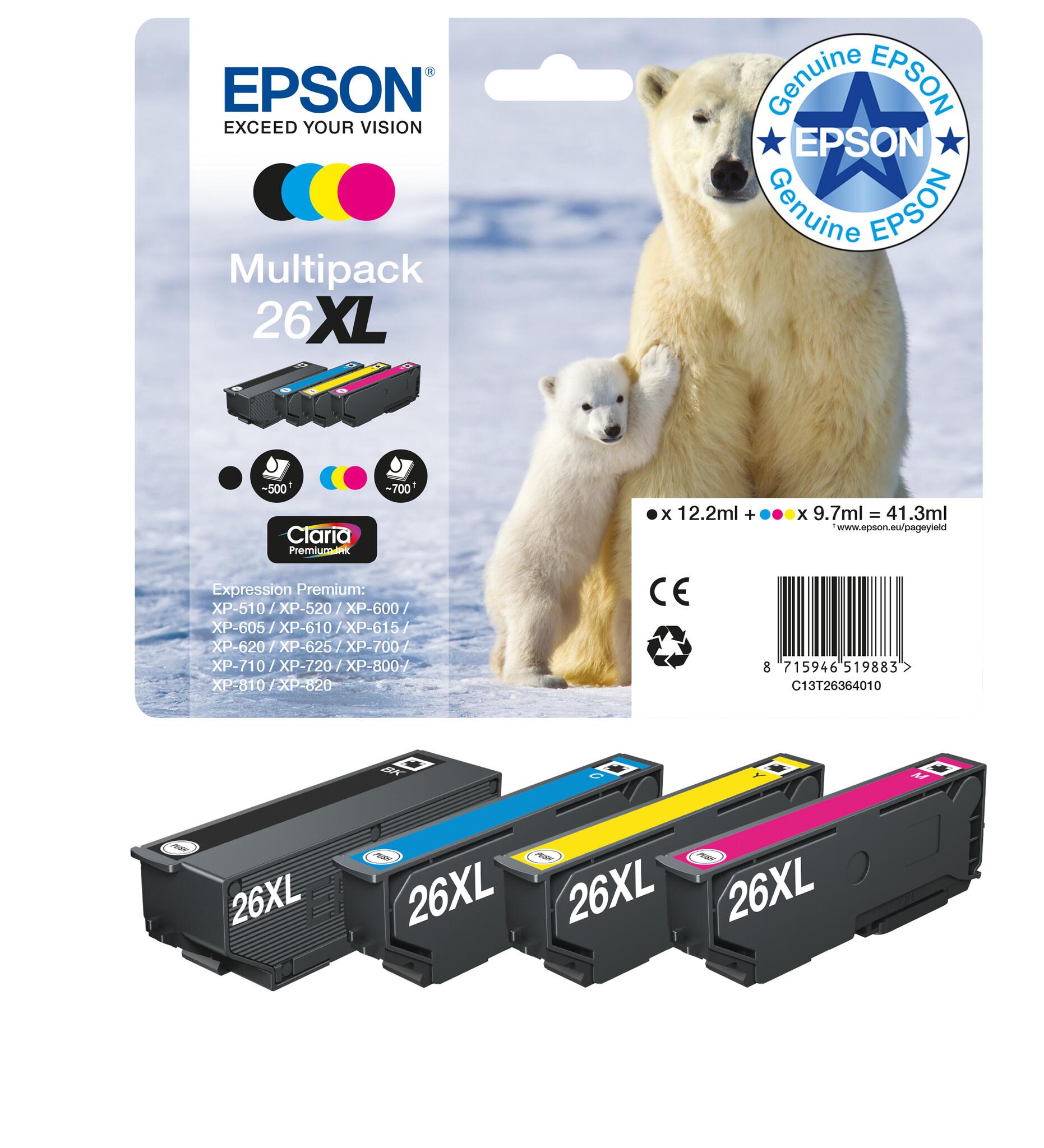 Epson Polar bear 26XL Полярна мечка – комбиниран комплект Claria Premium с 4 цвята | JAR Computers Epson Polar bear 26XL Полярна мечка – комбиниран комплект Claria Premium с 4 цвята