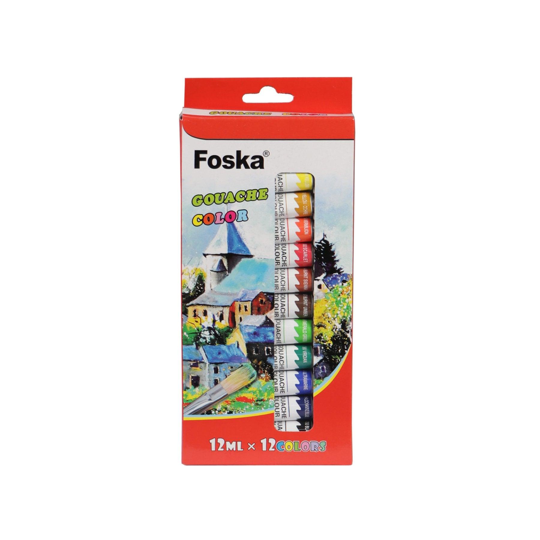 Foska Темперни бои, професионални, в тубички, 12 ml, 12 цвята | JAR Computers Foska Темперни бои, професионални, в тубички, 12 ml, 12 цвята