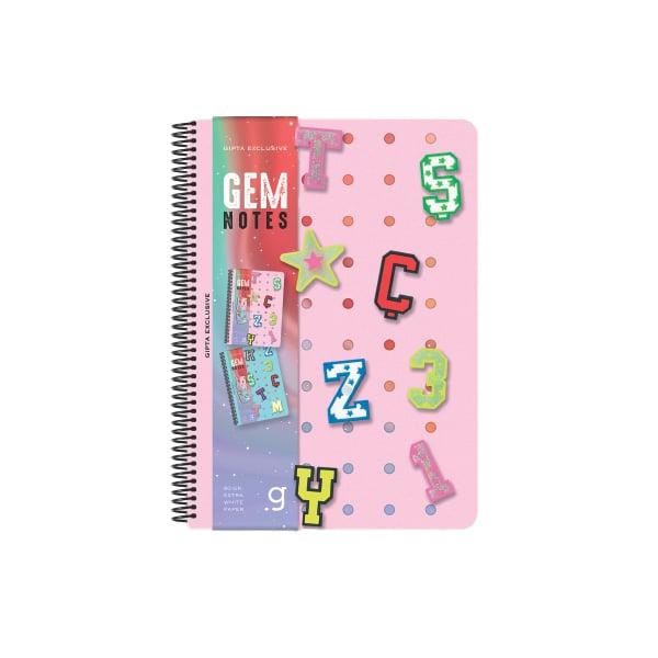 Gipta Тетрадка Gem Notes, A5, бяла хартия, на квадратчета, PP корица, със спирала, 80 листа