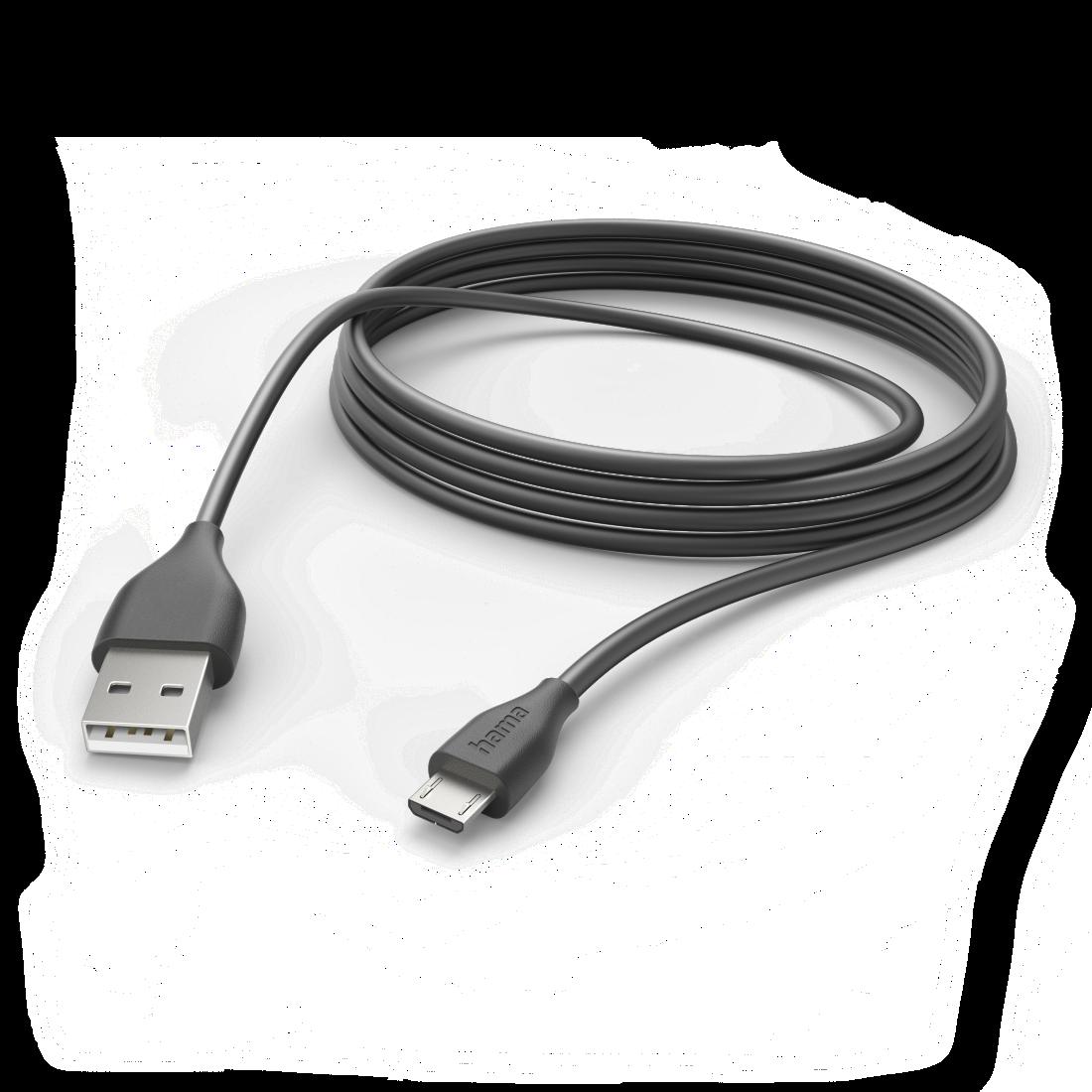Hama Cable USB-A to Micro-B 3m / 00201588 Black - PN 00201588 | JAR Computers Hama Cable USB-A to Micro-B 3m / 00201588 Black - PN 00201588
