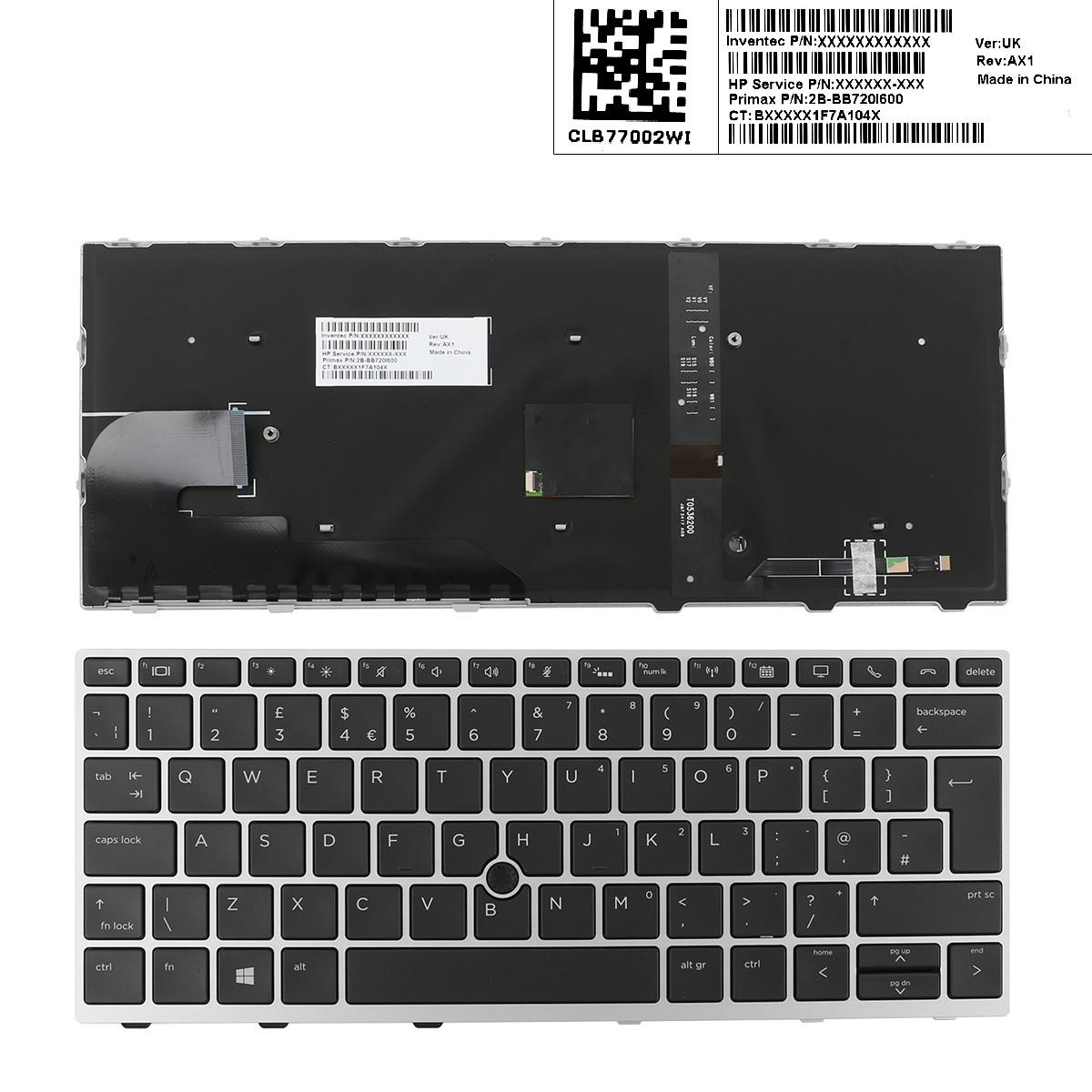 Клавиатура за лаптоп HP EliteBook 830 G5 Черна със Сребриста Рамка с Подсветка / Silver Frame Black Backlit With Pointing Stick | JAR Computers Клавиатура за лаптоп HP EliteBook 830 G5 Черна със Сребриста Рамка с Подсветка / Silver Frame Black Backlit With Pointing Stick