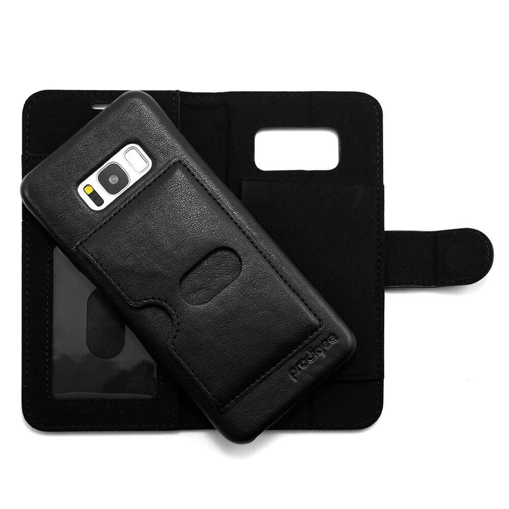 Кожен калъф, тип портфейл с отделящ се кейс и поставка за Samsung Galaxy S8 - Prodigee Wallegee Case (черен) | JAR Computers Кожен калъф, тип портфейл с отделящ се кейс и поставка за Samsung Galaxy S8 - Prodigee Wallegee Case (черен)