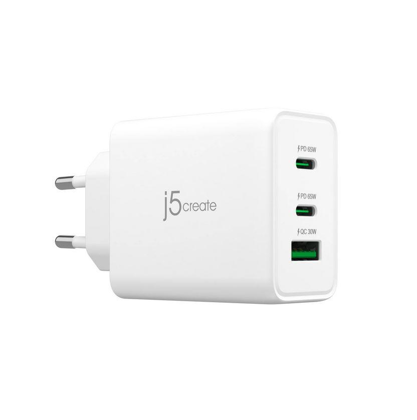 Мрежово зарядно j5create JUP3365E 65W, 3 порта, USB-C, USB-A | JAR Computers Мрежово зарядно j5create JUP3365E 65W, 3 порта, USB-C, USB-A