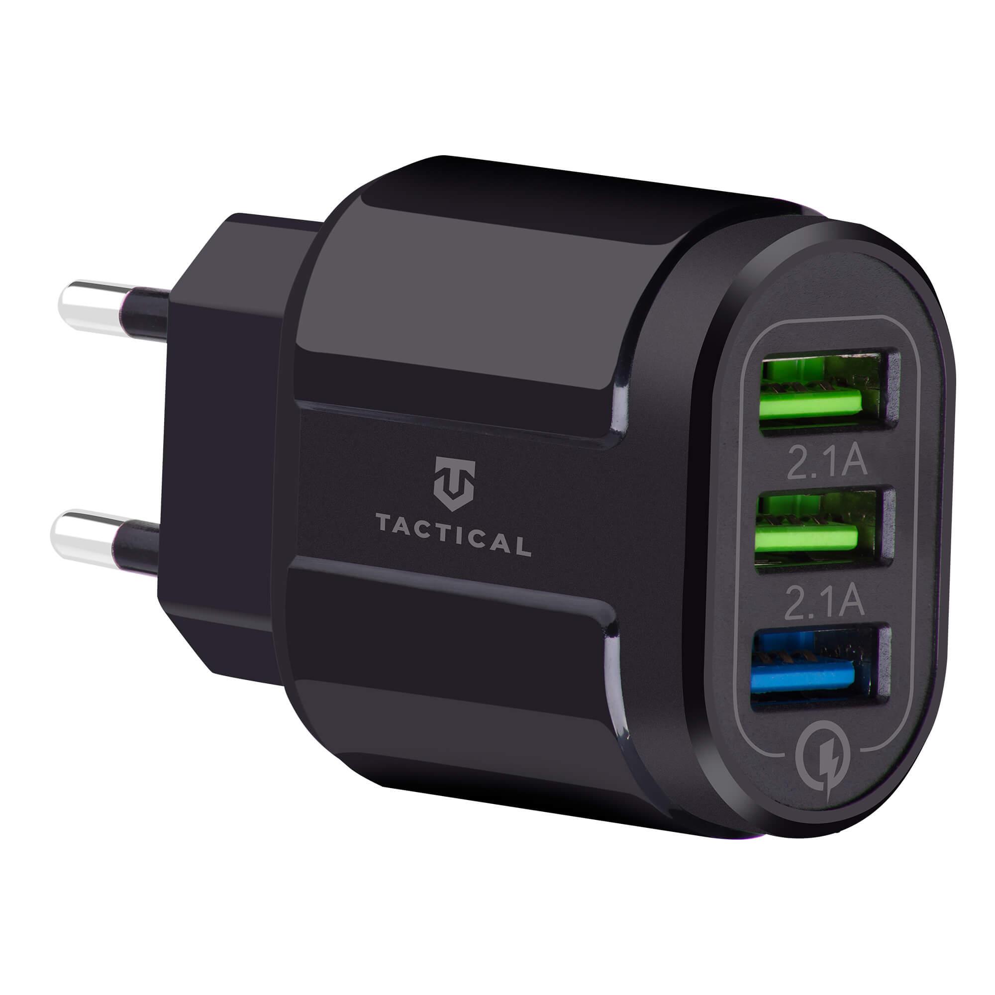 Захранване за ел. мрежа с 3xUSB-A изхода и технология за бързо зареждане - Tactical Travel Charger 3xUSB-A QC 3.0 (черен) | JAR Computers Захранване за ел. мрежа с 3xUSB-A изхода и технология за бързо зареждане - Tactical Travel Charger 3xUSB-A QC 3.0 (черен)