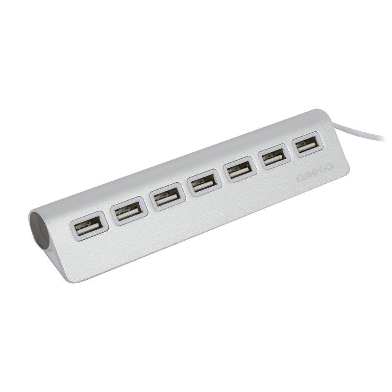Алуминиев 7-портов USB-A 2.0 хъб за компютри и лаптопи - Omega 7-Port USB Hub | JAR Computers Алуминиев 7-портов USB-A 2.0 хъб за компютри и лаптопи - Omega 7-Port USB Hub