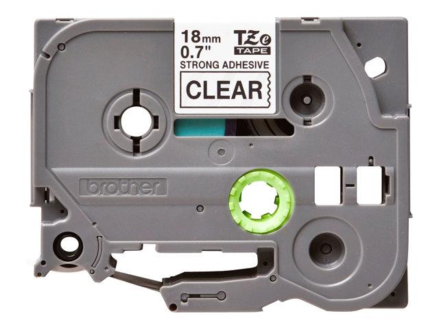 BROTHER TZES141 18mm BLACK ON CLEAR ADHESIVE TAPE