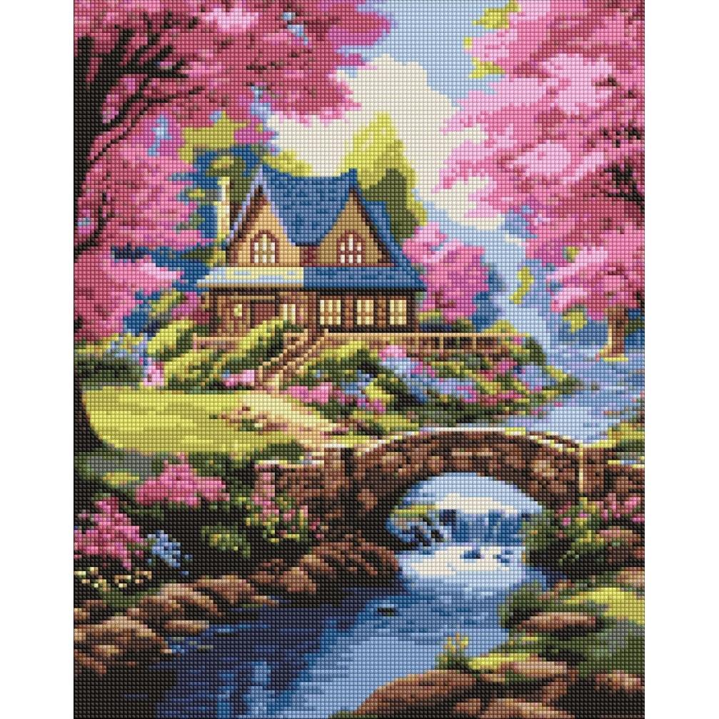 Диамантена мозайка IDEYKA, с подрамка, HOUSE IN FLOWERS/Къща с цветя, 40х50 см | JAR Computers Диамантена мозайка IDEYKA, с подрамка, HOUSE IN FLOWERS/Къща с цветя, 40х50 см