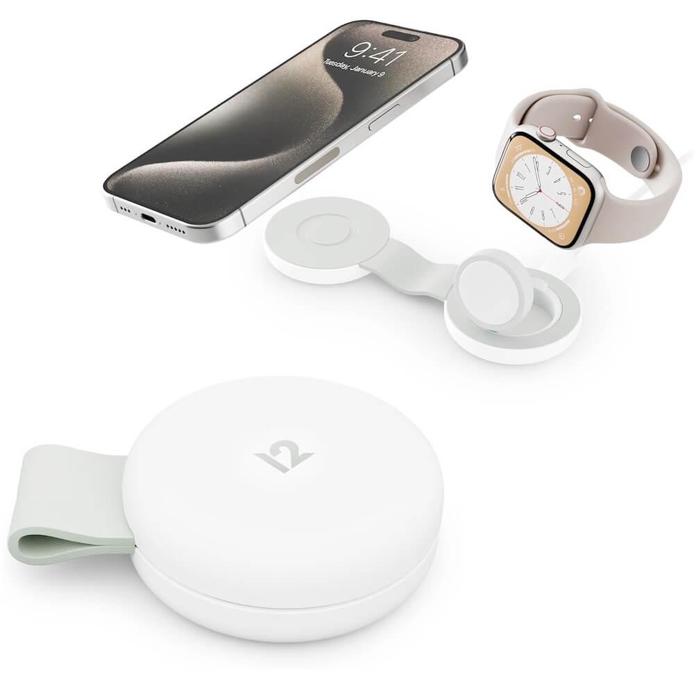 Двойна поставка (пад) за безжично зареждане за iPhone с Magsafe и Apple Watch - TwelveSouth ButterFly SE 2-in-1 Qi2 Magnetic Wireless Charging Pad 15W | JAR Computers Двойна поставка (пад) за безжично зареждане за iPhone с Magsafe и Apple Watch - TwelveSouth ButterFly SE 2-in-1 Qi2 Magnetic Wireless Charging Pad 15W