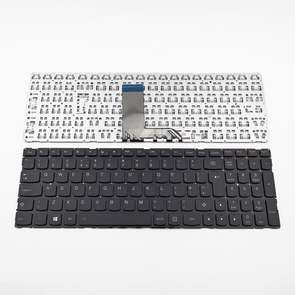 Клавиатура за лаптоп Lenovo IdeaPad 700-15 700-15ISK Черна Без Рамка (Голям Ентър) / Black Without Frame UK