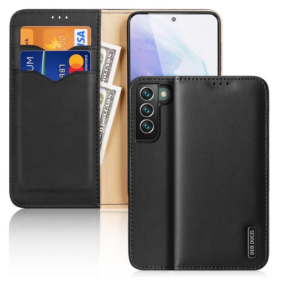 Кожен калъф от естествена кожа с поставка и отделение за кр. карти за Samsung Galaxy S22 Plus - Dux Ducis Hivo Genuine Leather Flip Wallet Case (черен) | JAR Computers Кожен калъф от естествена кожа с поставка и отделение за кр. карти за Samsung Galaxy S22 Plus - Dux Ducis Hivo Genuine Leather Flip Wallet Case (черен)