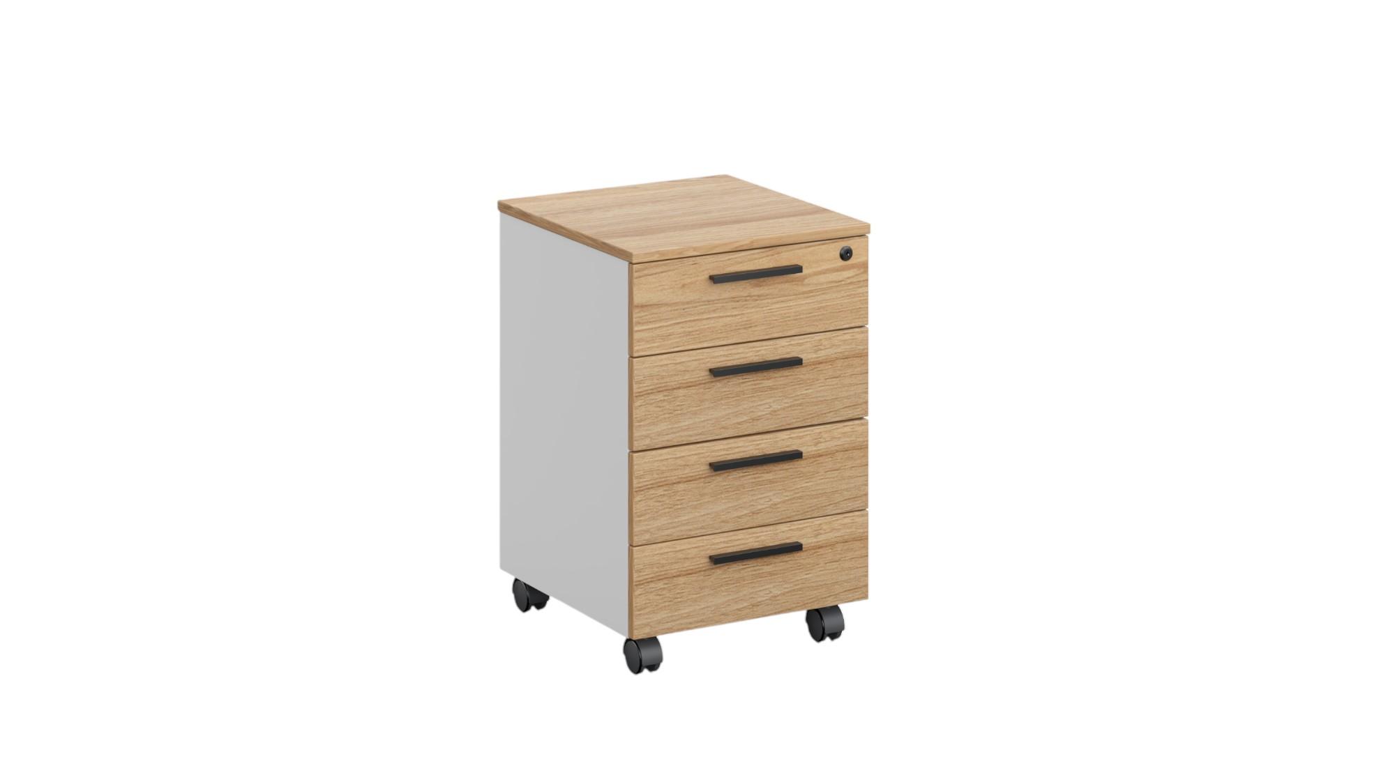 Контейнер за бюро RFG Monaco, с 4 чекмеджета, 400 х 500 х 620 mm, с ключ, ПДЧ, бряст и бяло