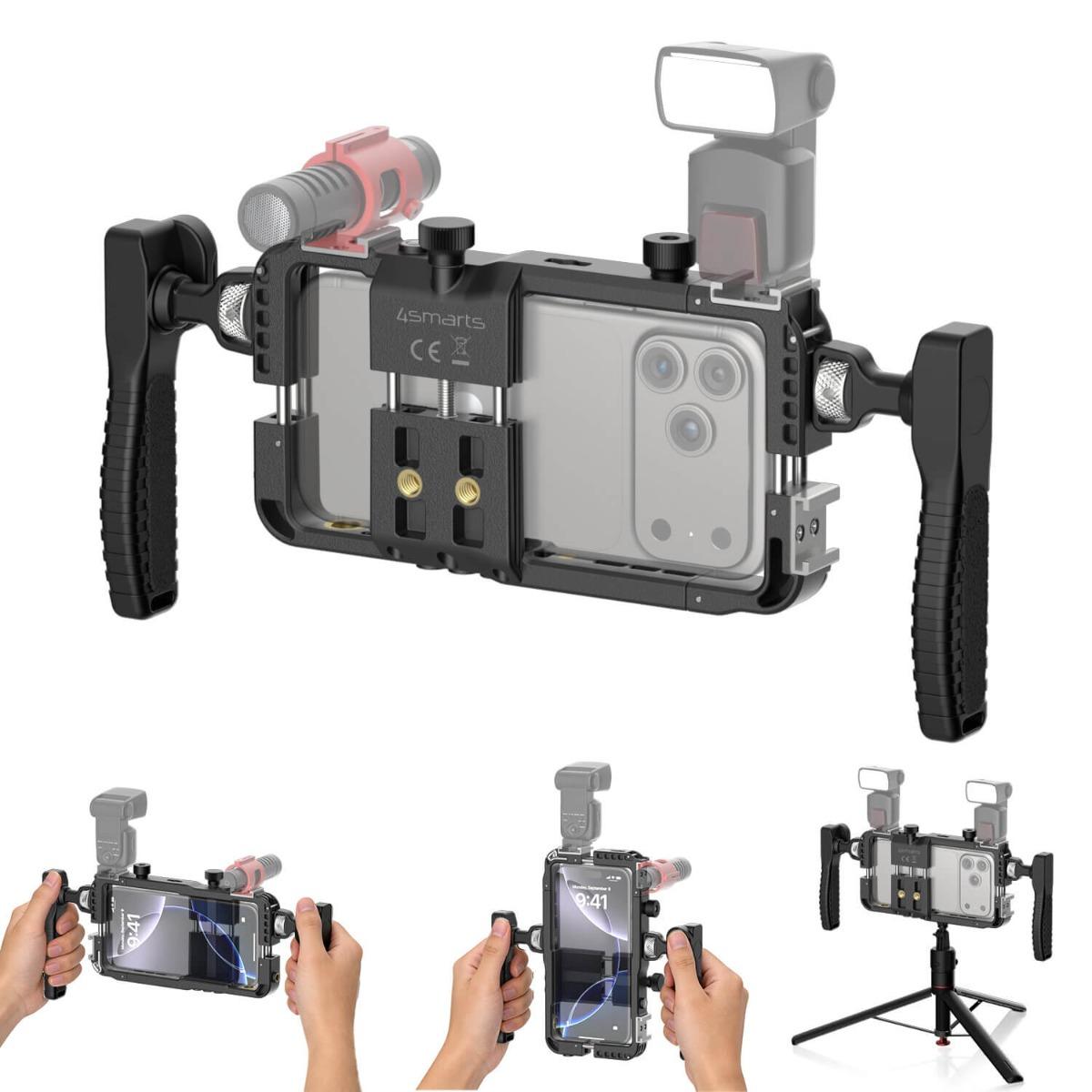 Универсална видео рамка (риг) за смартфони с безжично дистанционно - 4smarts Universal Smartphone Video Rig with Wireless Remote (черен) | JAR Computers Универсална видео рамка (риг) за смартфони с безжично дистанционно - 4smarts Universal Smartphone Video Rig with Wireless Remote (черен)