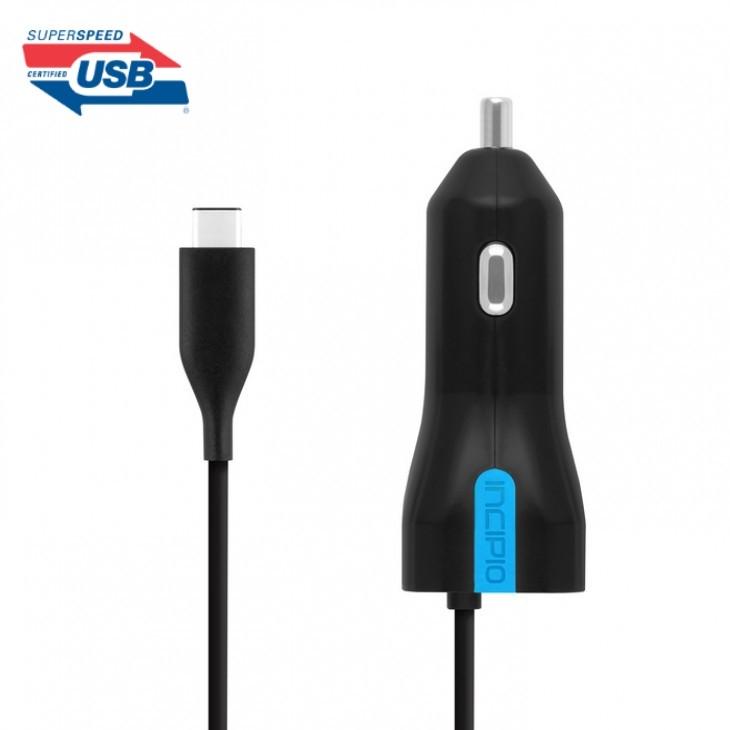 Зарядно за кола за с вграден USB-C кабел - Incipio High Speed USB-C Car Charger 3A, 15W | JAR Computers Зарядно за кола за с вграден USB-C кабел - Incipio High Speed USB-C Car Charger 3A, 15W