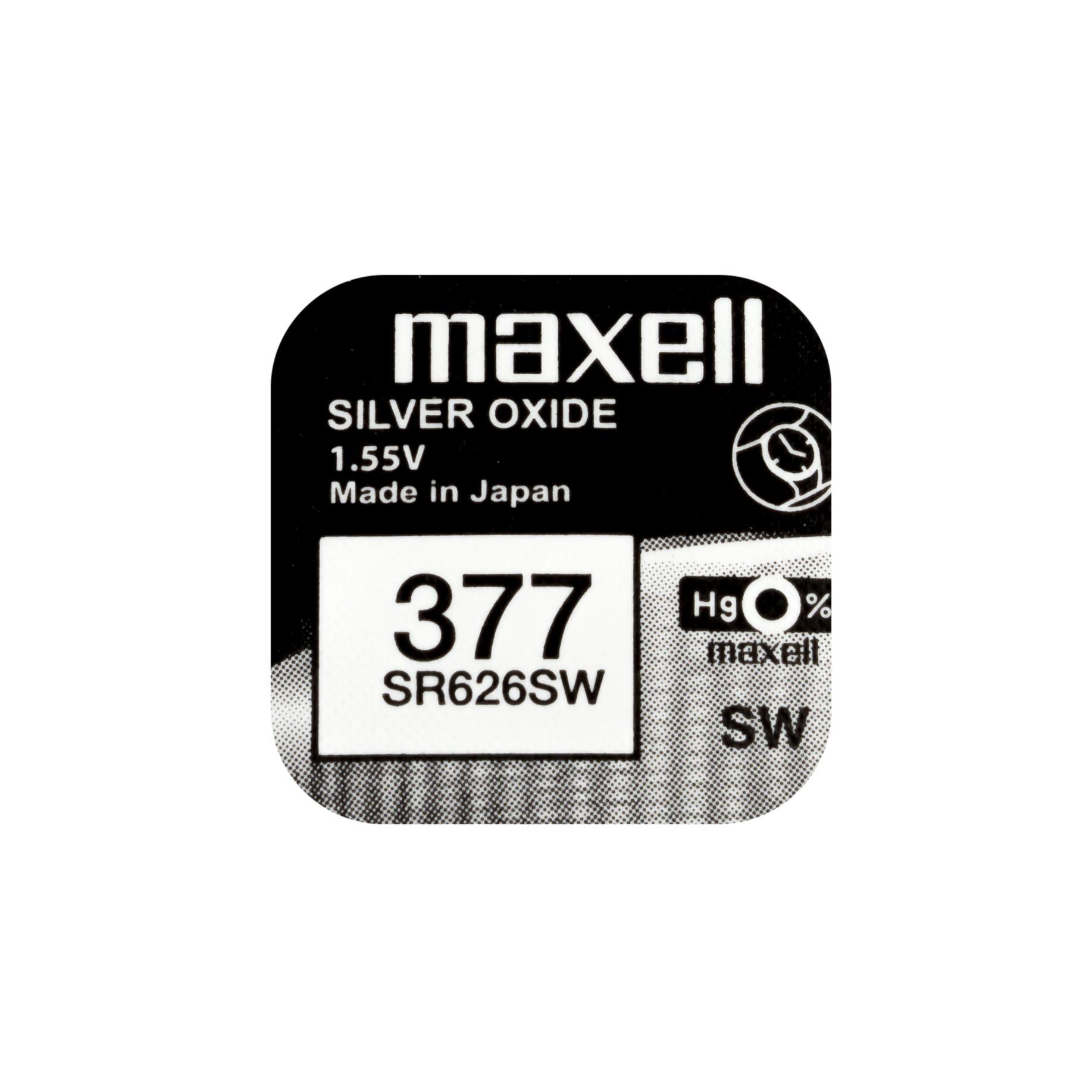 Алкална батерия Maxell, бутонна, сребърна, SR626 SW/AG4/377, 1.55 V | JAR Computers Алкална батерия Maxell, бутонна, сребърна, SR626 SW/AG4/377, 1.55 V