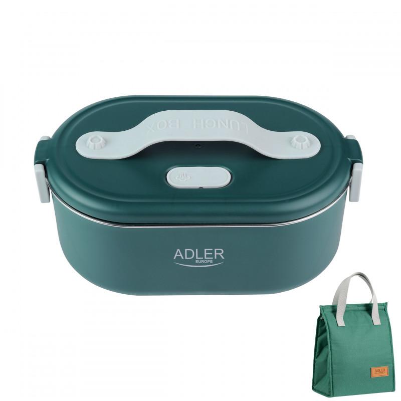Електрическа кутия за обяд Adler AD 4522, 45W, 0.8 л, До 70C, Съд от неръждаема стомана, Термочанта, Зелен