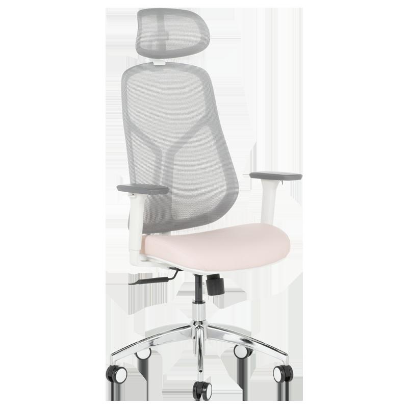 Ергономичен стол Carmen 7901 W еко кожа - сив-розов