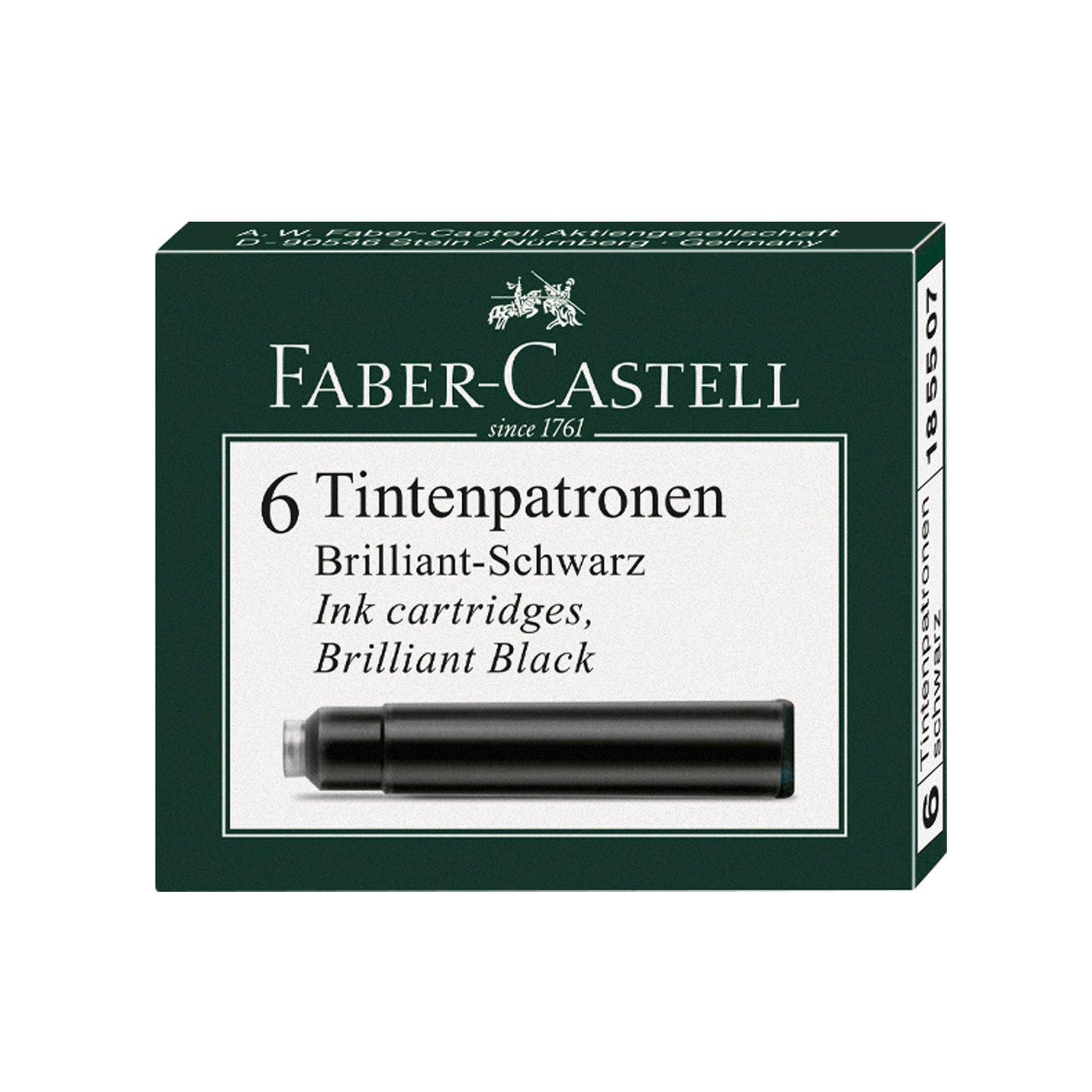 Faber-Castell Патрон за писалка, черно мастило, 6 броя