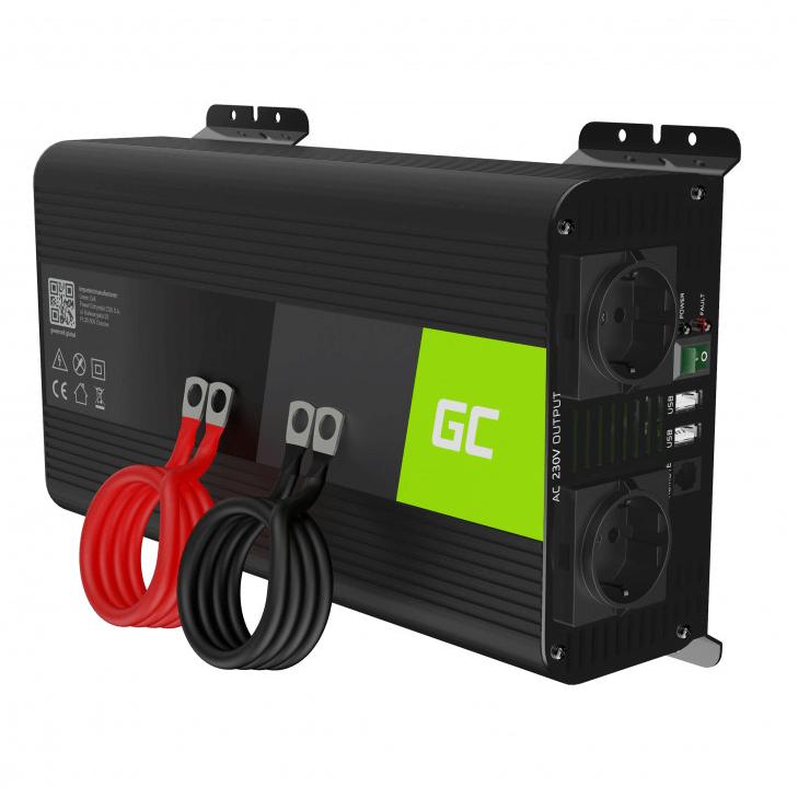 Инвертор за кола - Green Cell Car Power Inverter Converter 12V to 230V Pure Sine 1000W/2000W with USB | JAR Computers Инвертор за кола - Green Cell Car Power Inverter Converter 12V to 230V Pure Sine 1000W/2000W with USB