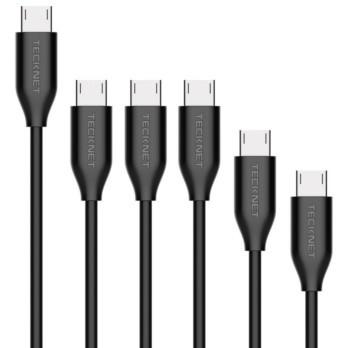 Комплект 6 броя качествени microUSB кабели за устройства с microUSB - Tecknet PU001 6-pack microUSB Cables (различни дължини) | JAR Computers Комплект 6 броя качествени microUSB кабели за устройства с microUSB - Tecknet PU001 6-pack microUSB Cables (различни дължини)