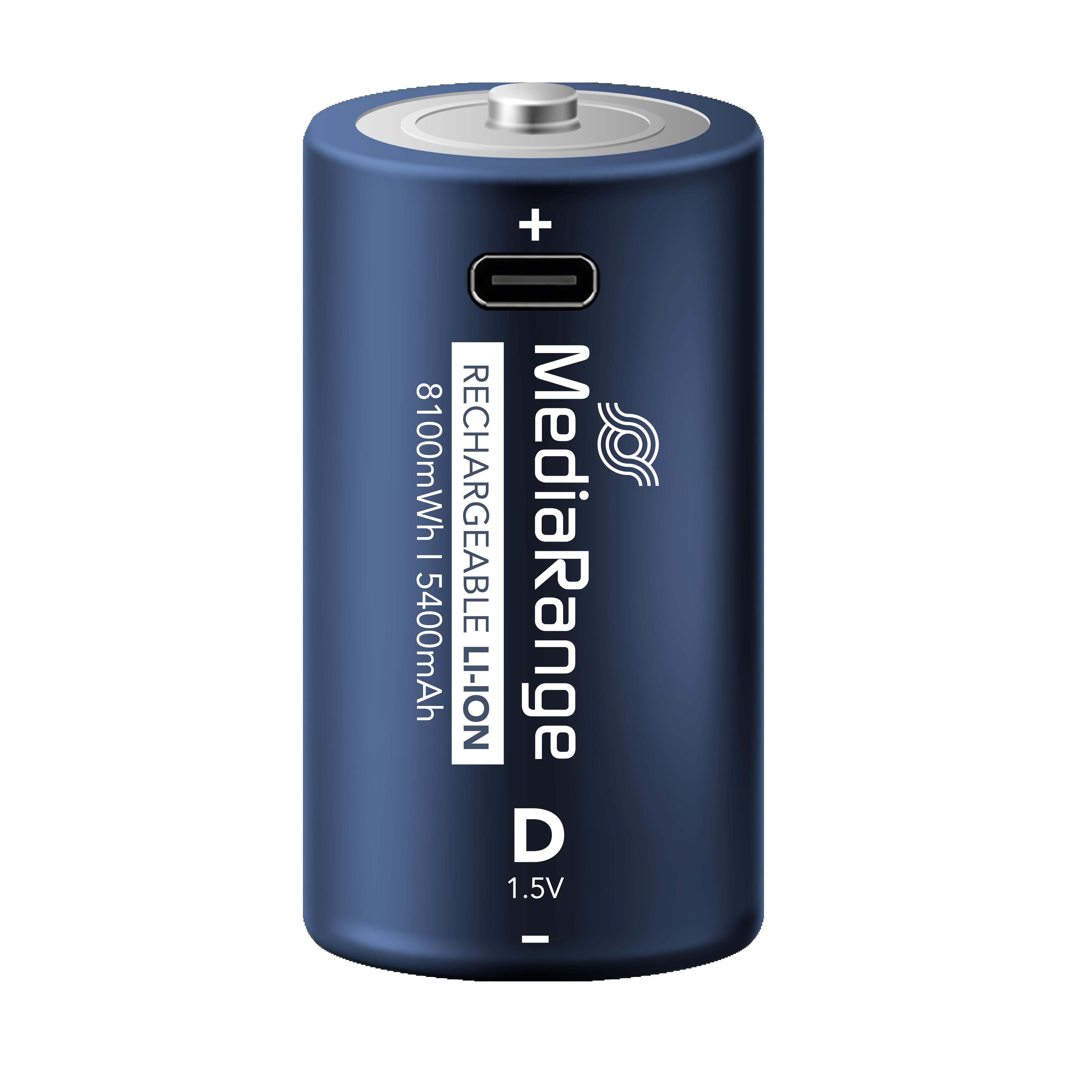 MediaRange Акумулаторни Батерии Mono D, 1.5V, 5400mAh, USB-C, 2бр | JAR Computers MediaRange Акумулаторни Батерии Mono D, 1.5V, 5400mAh, USB-C, 2бр