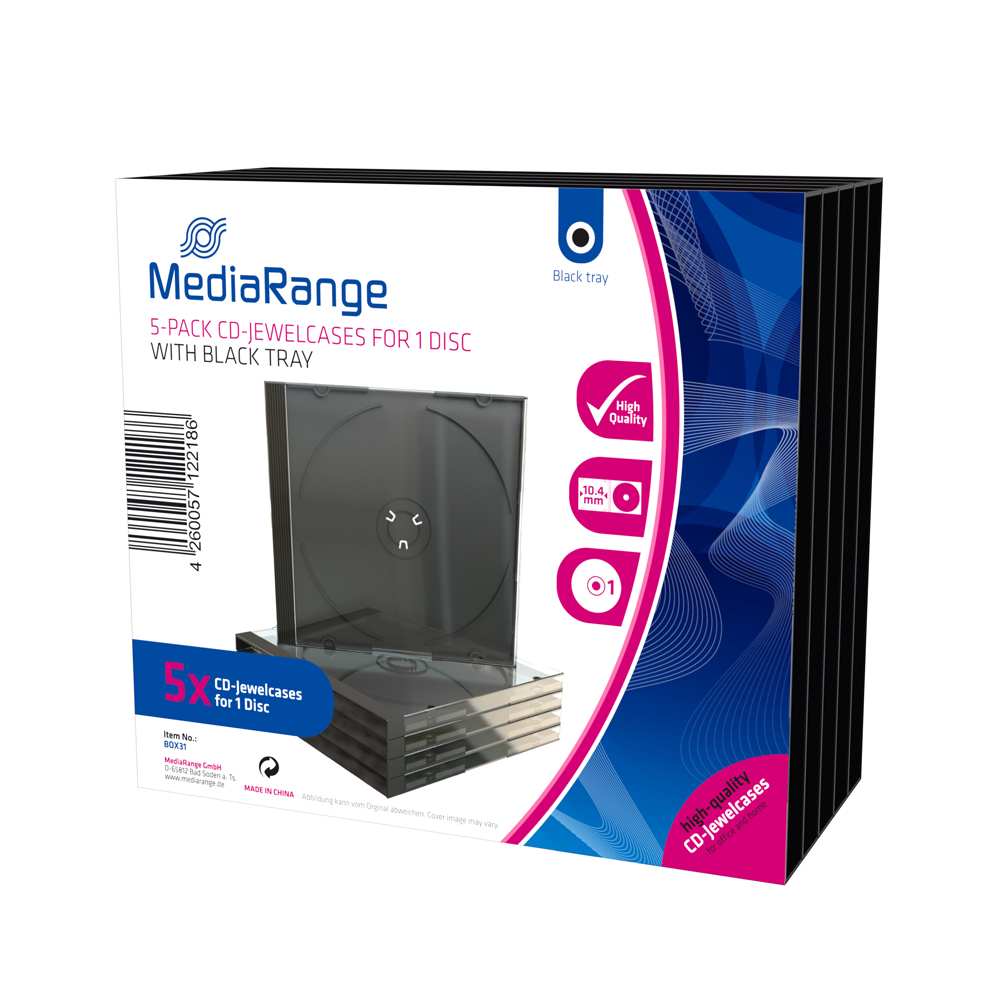 MEDIARANGE CD JEWELCASE 10.4MM 5 PACK (MRBOX31) | JAR Computers MEDIARANGE CD JEWELCASE 10.4MM 5 PACK (MRBOX31)