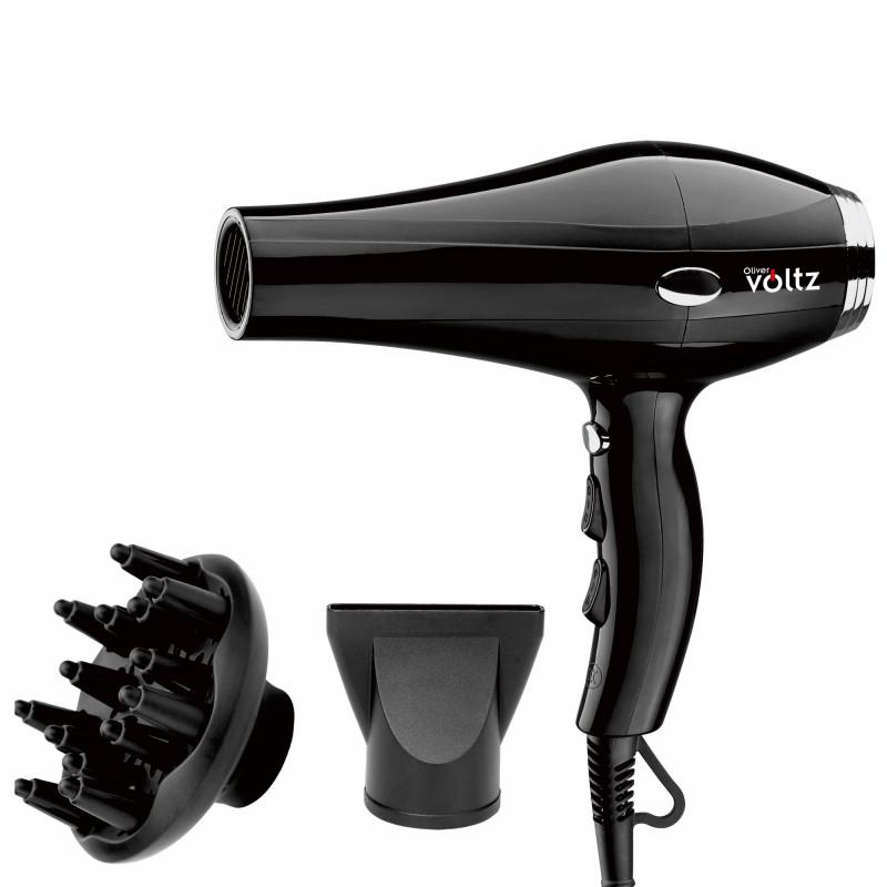 Сешоар с дифузер Oliver Voltz OV51100TD, 2000W, 3 степени на темп, 2 скорости, Черен