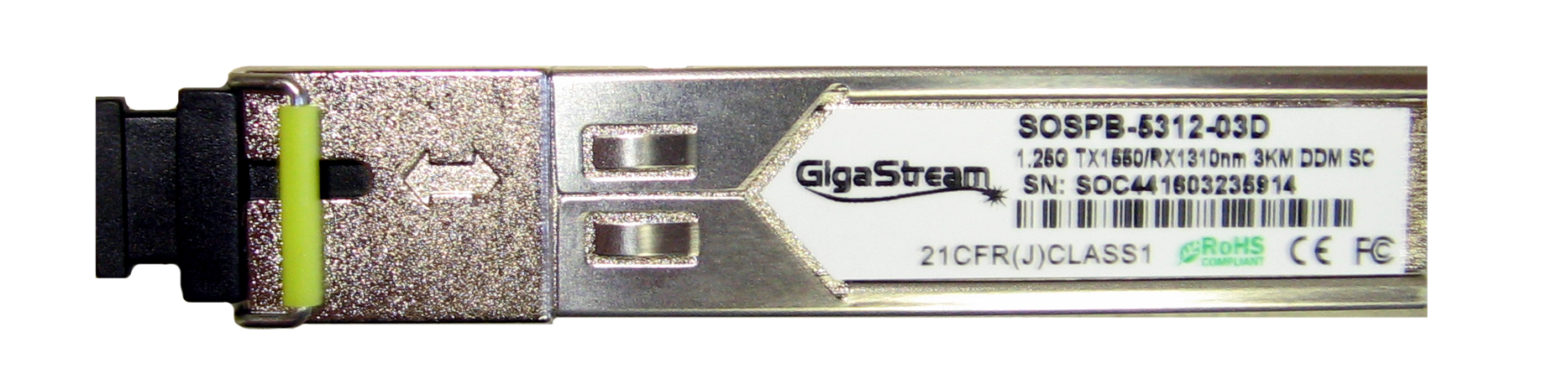 SFP Модул GigaStream SFP-BIDI-LX-B 1.25 G SC Connectors FP Laser (Tx:1550 Rx:1310) 3км DDM