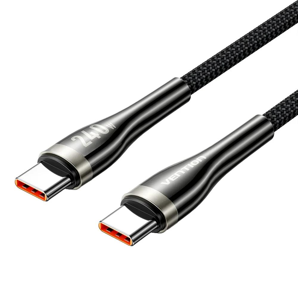 Vention кабел Cable - USB2.0 Type-C to Type-C - 5A Fast Charging, 240W, PD3.1, 1.2m -  CTYBAV | JAR Computers Vention кабел Cable - USB2.0 Type-C to Type-C - 5A Fast Charging, 240W, PD3.1, 1.2m -  CTYBAV
