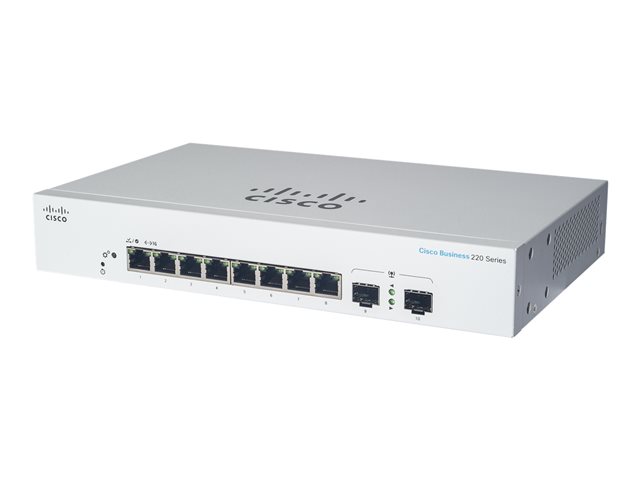 CISCO Business Switching CBS220 Smart 8-port Gigabit Full PoE 130W 2x1G SFP uplink external power supply | JAR Computers CISCO Business Switching CBS220 Smart 8-port Gigabit Full PoE 130W 2x1G SFP uplink external power supply