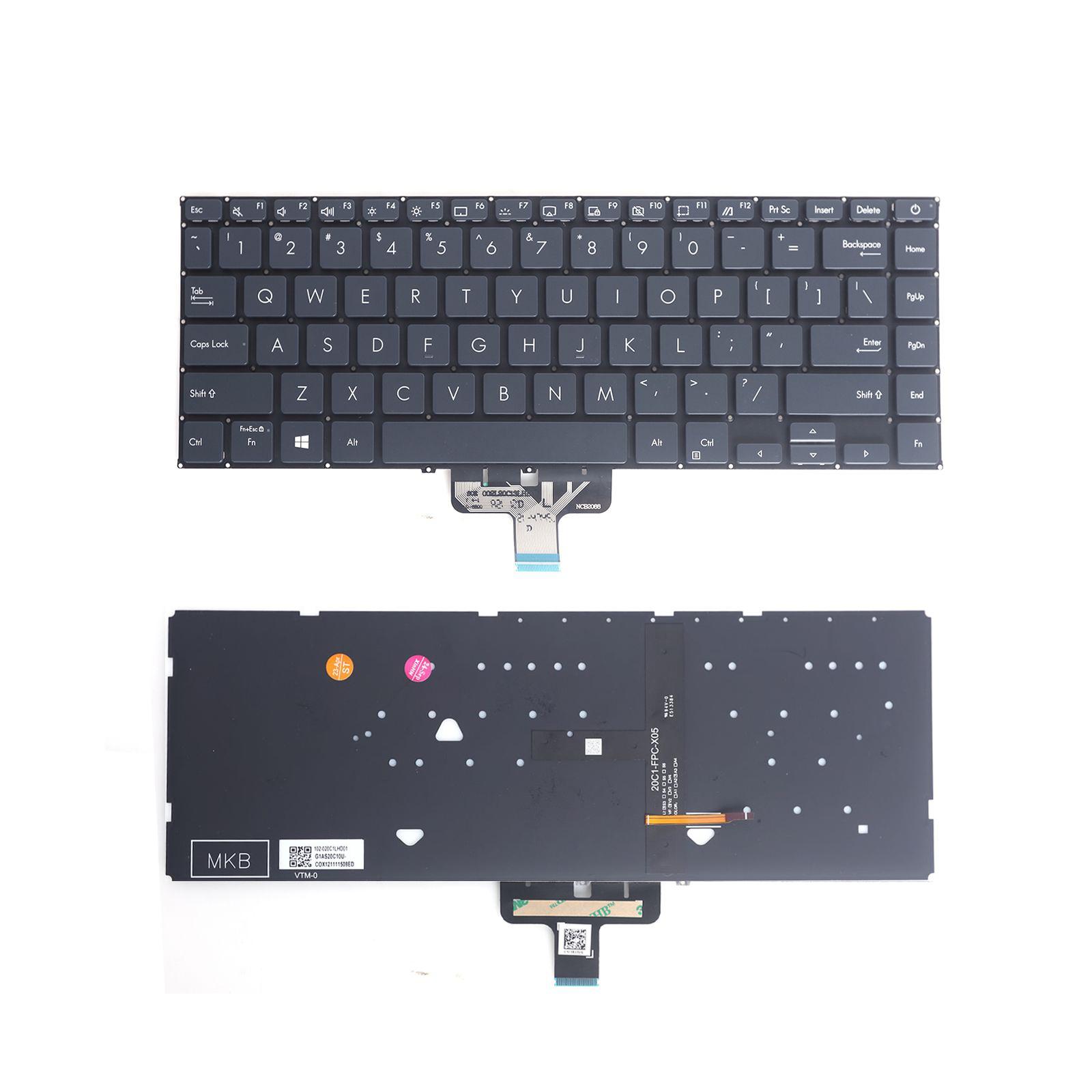 Клавиатура за лаптоп Asus ZenBook UX435 UX435E UX435EGL Сива Без Рамка с Малък Ентър, С Подсветка US | JAR Computers Клавиатура за лаптоп Asus ZenBook UX435 UX435E UX435EGL Сива Без Рамка с Малък Ентър, С Подсветка US