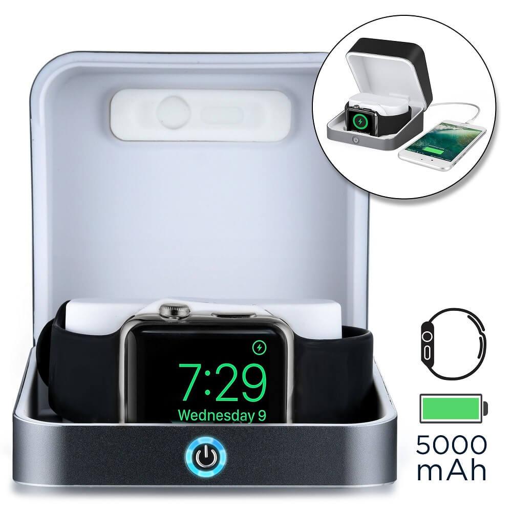 Сертифициран луксозен кейс с преносима батерия за зареждане на Apple Watch и iPhone - Sumato WatchBox Smart Charging Case 5000mAh (сребрист) | JAR Computers Сертифициран луксозен кейс с преносима батерия за зареждане на Apple Watch и iPhone - Sumato WatchBox Smart Charging Case 5000mAh (сребрист)