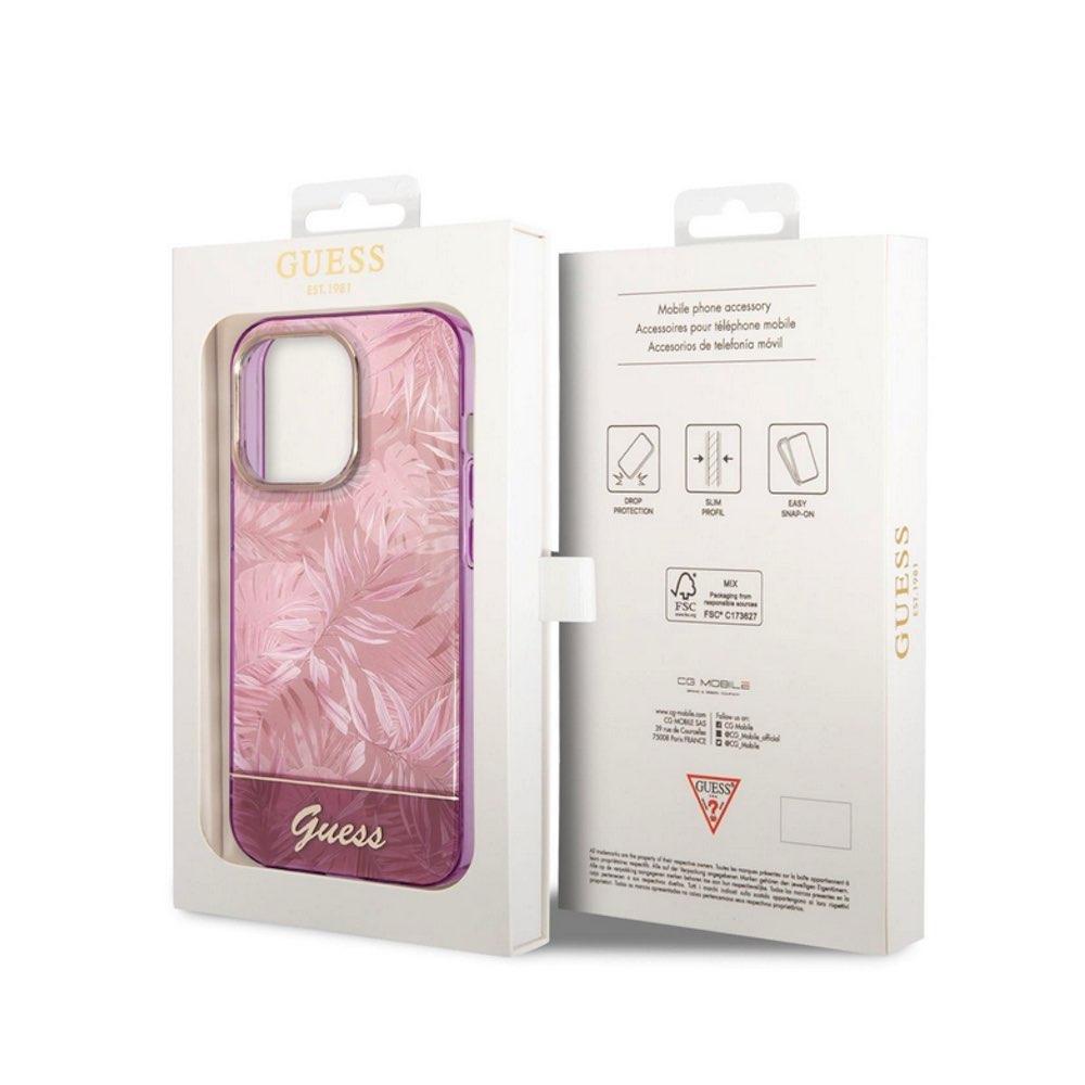Дизайнерски кейс с висока защита за iPhone 14 Pro - Guess Jungle Hybrid Case (розов) | JAR Computers Дизайнерски кейс с висока защита за iPhone 14 Pro - Guess Jungle Hybrid Case (розов)