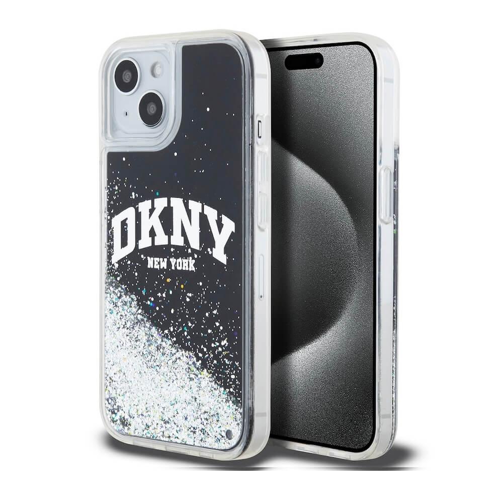 Дизайнерски кейс с висока защита за iPhone 15 - DKNY Liquid Glitter Arch Logo Case (черен) | JAR Computers Дизайнерски кейс с висока защита за iPhone 15 - DKNY Liquid Glitter Arch Logo Case (черен)