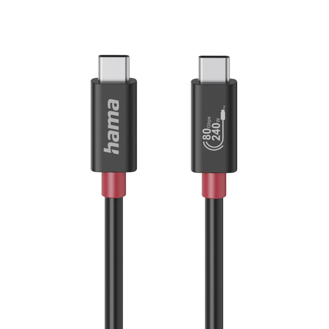 HAMA Кабел USB-C еMarker, USB 4 Gen 4, 80 Gbit/s, 1 м, 5 A, 240 W ,черен