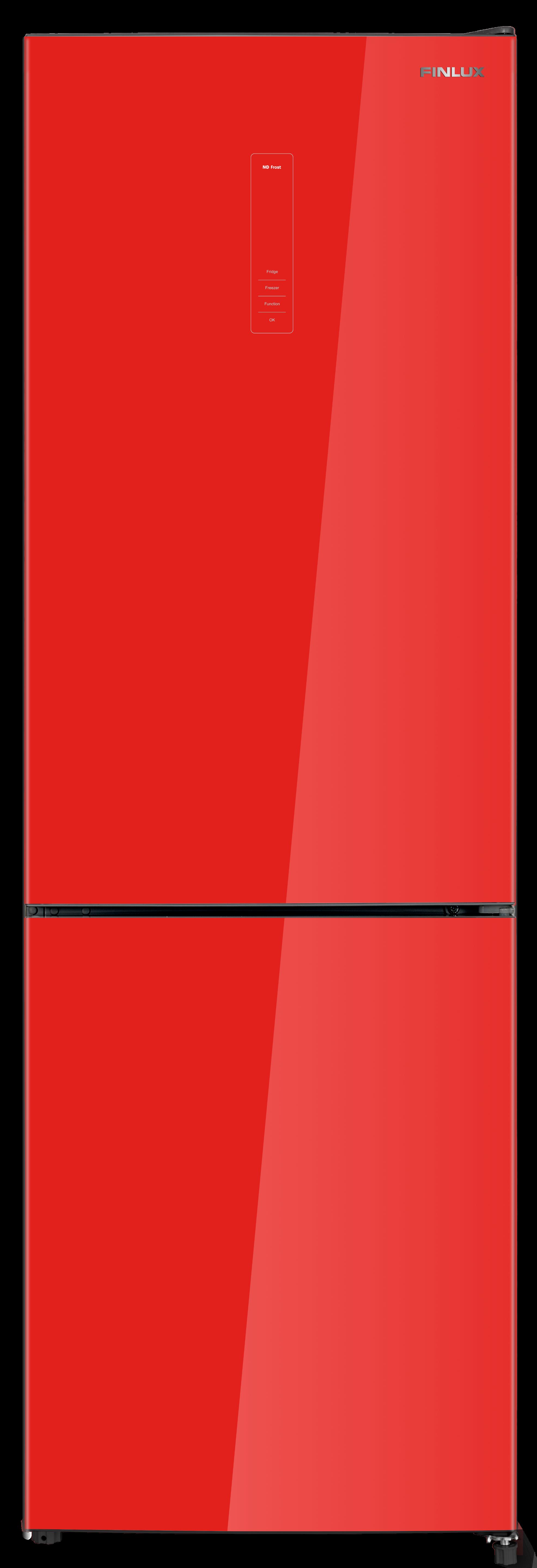 Хладилник с фризер Finlux FBN340R GLASS , 322 l, E , No Frost , Червено стъкло