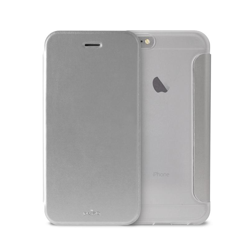 Кожен флип калъф и стойка за iPhone 6, iPhone 6S - Puro Wallet Booklet (сребрист) | JAR Computers Кожен флип калъф и стойка за iPhone 6, iPhone 6S - Puro Wallet Booklet (сребрист)