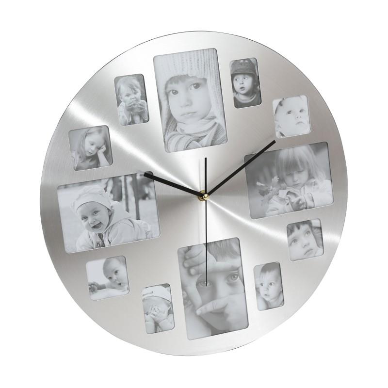 Стенен часовник с фоторамка за 12 снимки - Platinet Memory Clock (сив) | JAR Computers Стенен часовник с фоторамка за 12 снимки - Platinet Memory Clock (сив)
