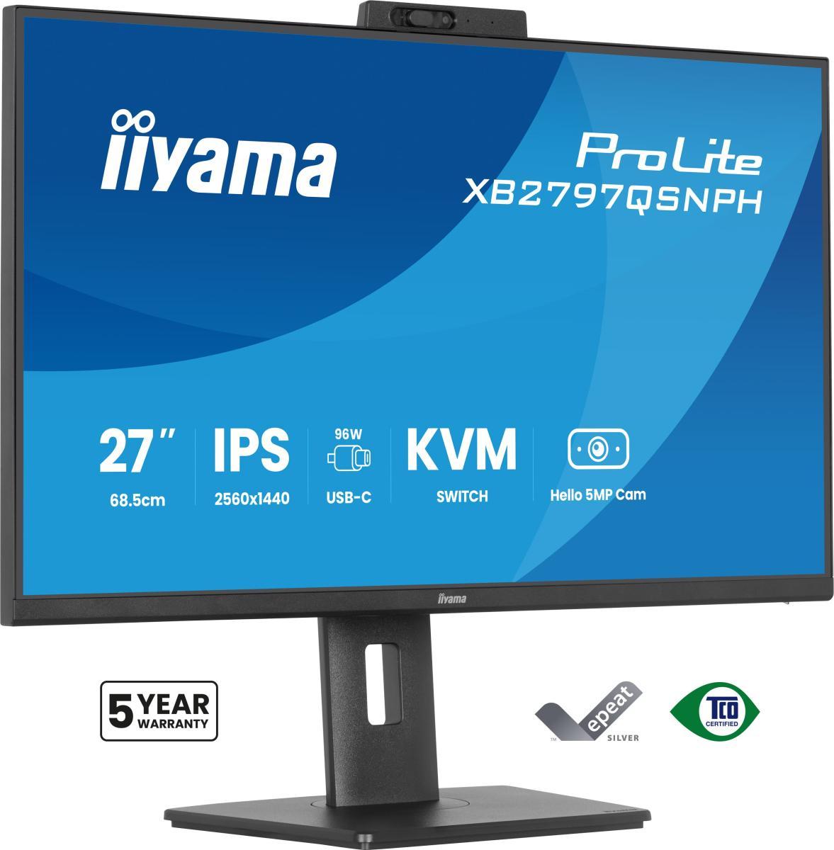 iiyama ProLite XB2797QSNPH-B1 27IN IPS LCD 4MS 2560X1440 350CD/M2 HDMI/DP/USB 2 computer monitor 68.6 cm (27") 2560 x 1440 pixels Quad HD Black | JAR Computers iiyama ProLite XB2797QSNPH-B1 27IN IPS LCD 4MS 2560X1440 350CD/M2 HDMI/DP/USB 2 computer monitor 68.6 cm (27") 2560 x 1440 pixels Quad HD Black