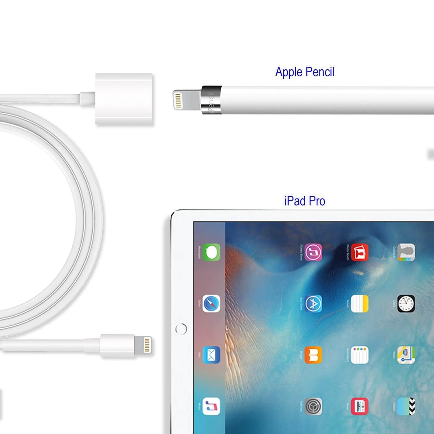 Кабел (USB към женски Lightning) за зареждане на Apple Pencil от iPad Pro - TechMatte Apple Pencil Charging Adapter for iPad Pro (30см.) (бял) | JAR Computers Кабел (USB към женски Lightning) за зареждане на Apple Pencil от iPad Pro - TechMatte Apple Pencil Charging Adapter for iPad Pro (30см.) (бял)
