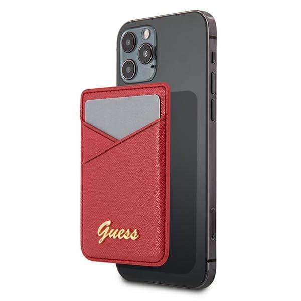 Кожен портфейл (джоб) за прикрепяне към iPhone с MagSafe - Guess Saffiano Magnetic Wallet (червен) | JAR Computers Кожен портфейл (джоб) за прикрепяне към iPhone с MagSafe - Guess Saffiano Magnetic Wallet (червен)