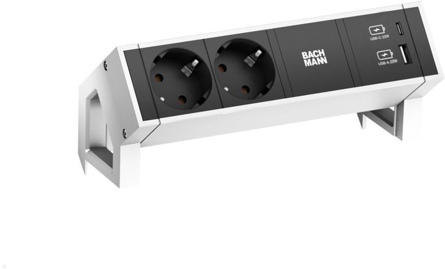 Модул DESK 2 с 2х Шуко и USB тип A+C, цвят Бял, Bachmann | JAR Computers Модул DESK 2 с 2х Шуко и USB тип A+C, цвят Бял, Bachmann