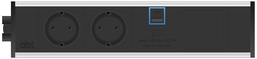 Модул Fusion 4M с 2х Шуко, USB тип A+C и 1х празен модул, цвят Черен/Алуминий, ABL | JAR Computers Модул Fusion 4M с 2х Шуко, USB тип A+C и 1х празен модул, цвят Черен/Алуминий, ABL