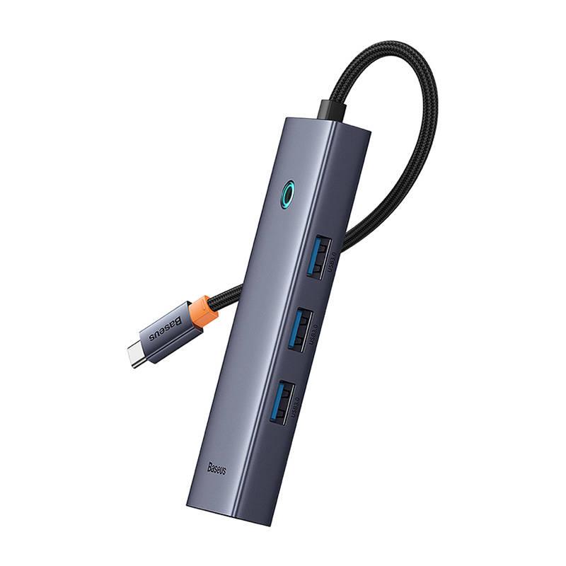 USB хъб Baseus UltraJoy, 5 Порта, Type-C към 3xUSB 3.0, RJ45, PD Сив - 12071 | JAR Computers USB хъб Baseus UltraJoy, 5 Порта, Type-C към 3xUSB 3.0, RJ45, PD Сив - 12071