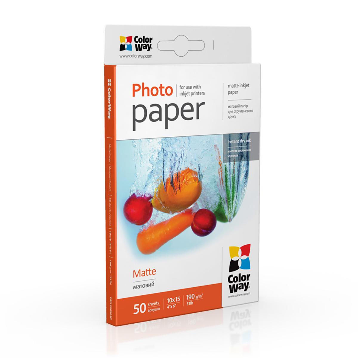 Фотохартия Colorway Мatte PM1900504R 190 g/m², A6, 50 бр., Матова | JAR Computers Фотохартия Colorway Мatte PM1900504R 190 g/m², A6, 50 бр., Матова