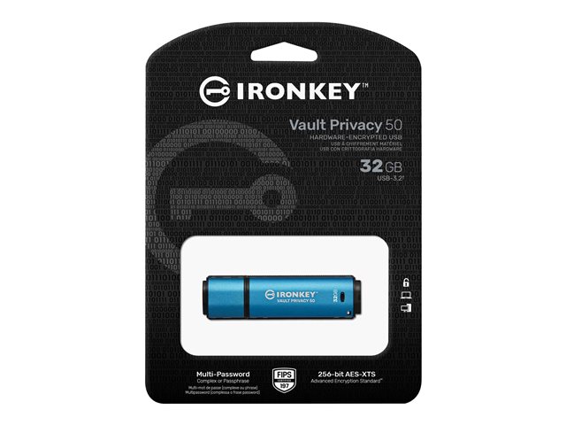 KINGSTON 32GB IronKey Vault Privacy 50 USB AES-256 Encrypted FIPS 197 | JAR Computers KINGSTON 32GB IronKey Vault Privacy 50 USB AES-256 Encrypted FIPS 197