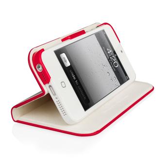 Кожен калъф, тип портфейл и поставка за iPhone 5S, iPhone 5, iPhone SE - Macally SlimCase (червен) | JAR Computers Кожен калъф, тип портфейл и поставка за iPhone 5S, iPhone 5, iPhone SE - Macally SlimCase (червен)