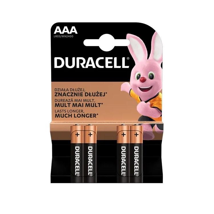 Комплект 4 броя устойчиви алкални батерии - Duracell Basic MN2400L R03 AAA | JAR Computers Комплект 4 броя устойчиви алкални батерии - Duracell Basic MN2400L R03 AAA